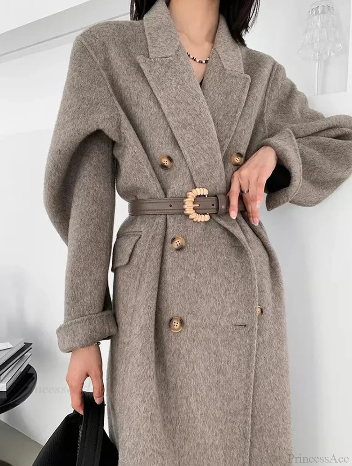 Elegant Turn-Down Collar Cashmere Wool Overcoat for Timeless Style - Image 5