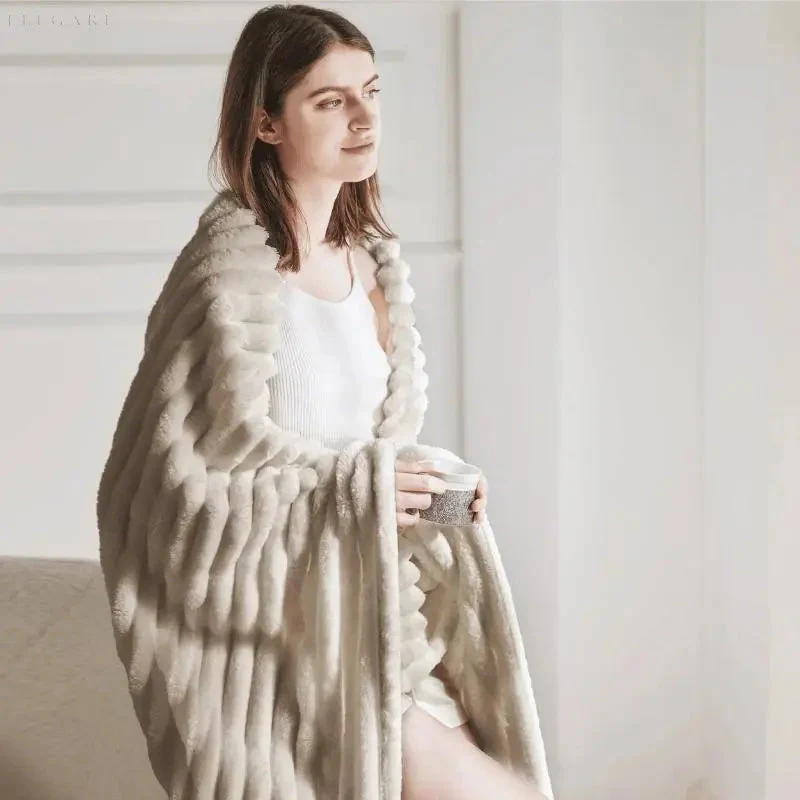 Ultimate Comfort Luxe Super Soft Fleece Blanket with High-Quality Faux Sheepskin for Warm Hugs and Cozy Ambiance - Image 9