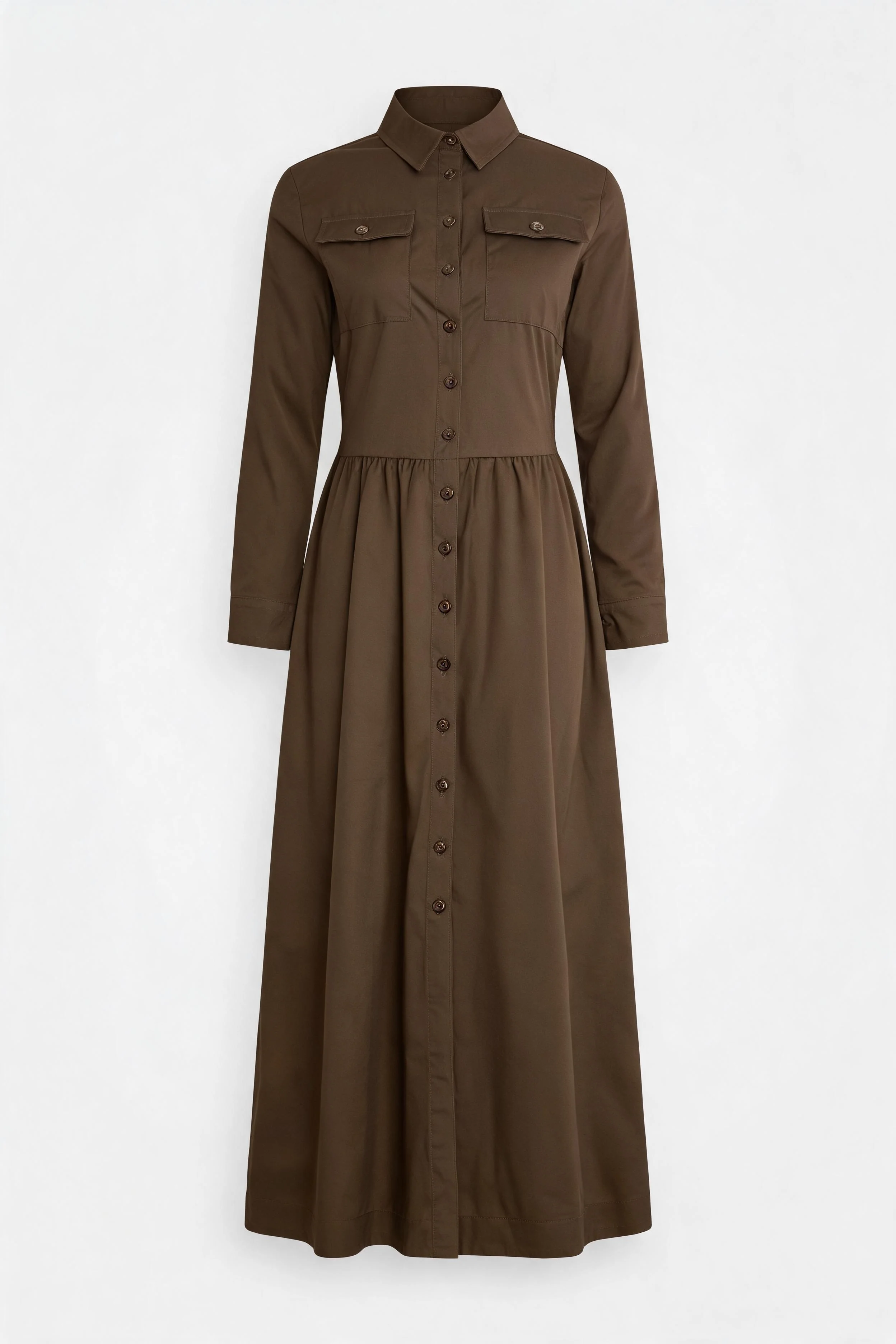 Long Vintage Button-Down Dress for an Elegant and Timeless Style - Image 5