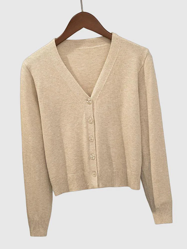 Cozy Women's Knit Cardigan with V-Neck and Button Closure - Image 9