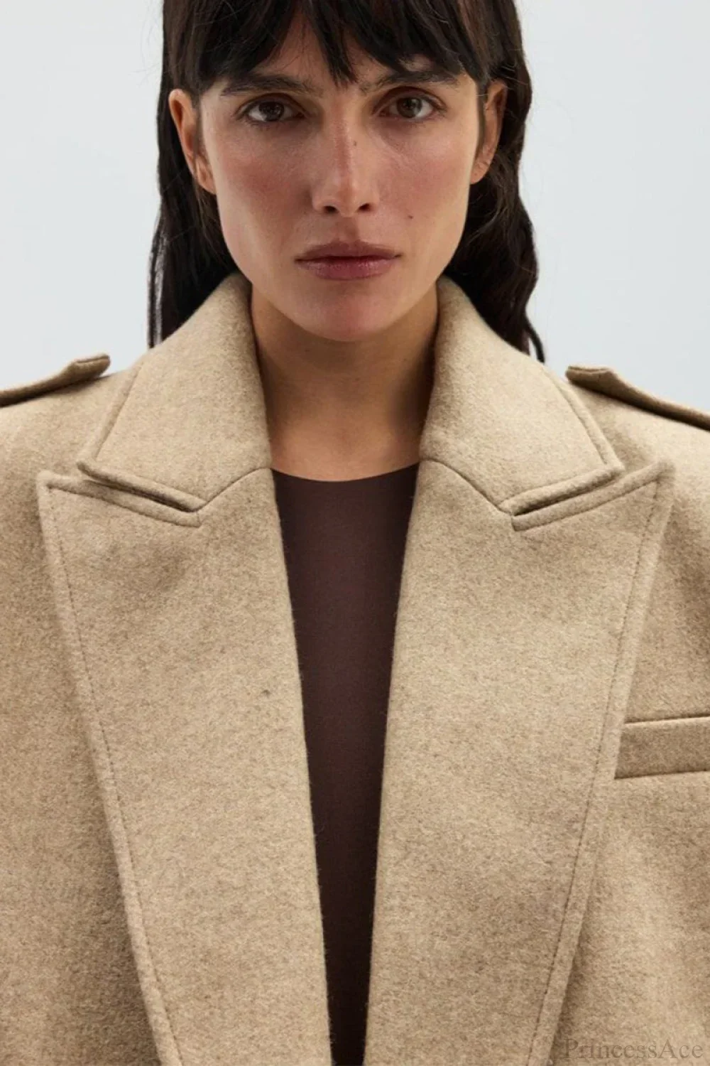 Wool-blend coat with epaulets and slit collar - Image 7